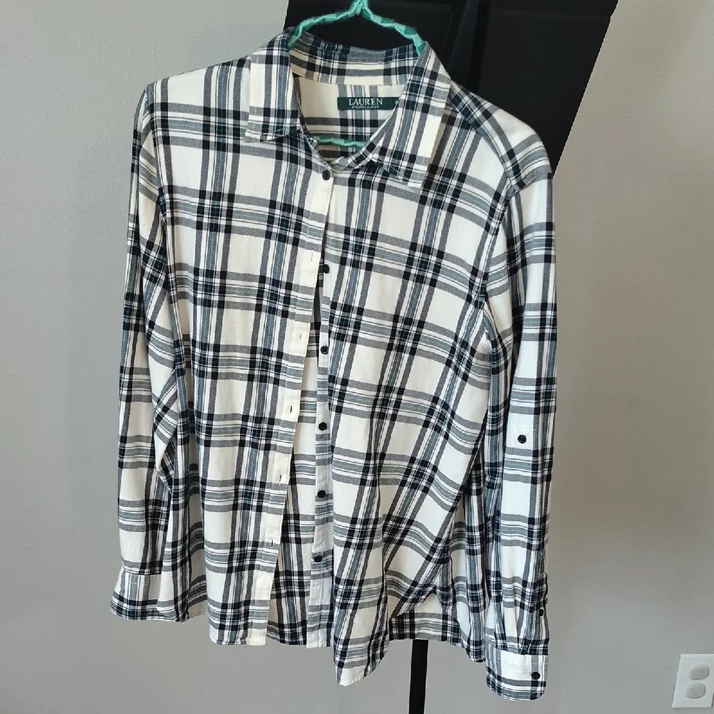 Ralph Lauren Black and White Women Plaid Shirt - Picture 1 of 3
